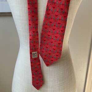Hermès Red Giraffe Print Tie
